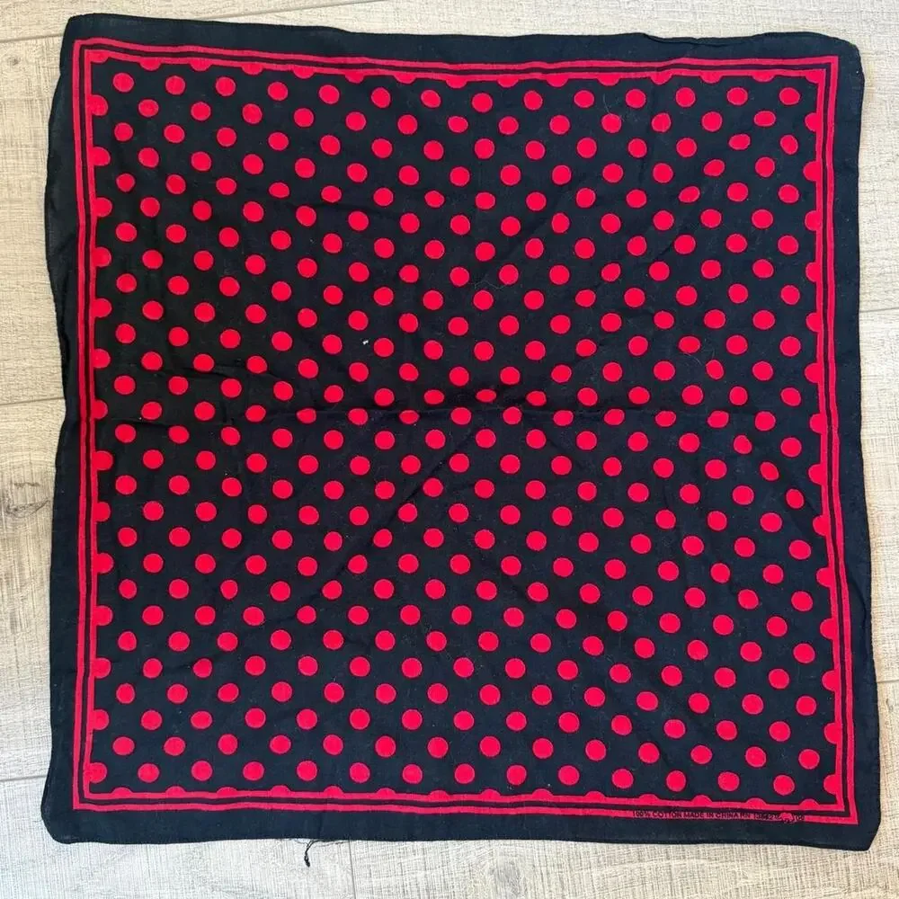 Vintage black cotton bandana featuring